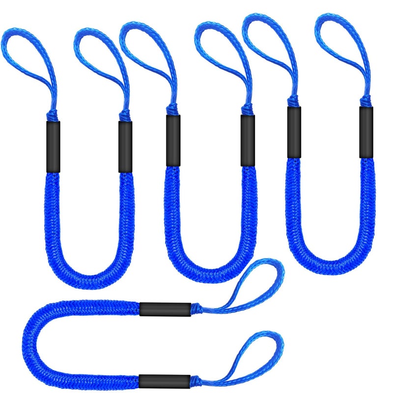 Jranter Bungee Dock Lines - Boat Accessories - 4 Feet Shock Cords Docking Rope Mooring Rope for PWC,Jet ski,Pontoon,Kayak,Canoe,Power Boat,Watercraft (Blue) - Image 1